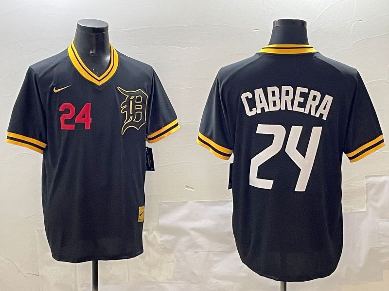 Men Detroit Tigers #24 Cabrera Black Gold Game 2025 Nike MLB Jersey style 4